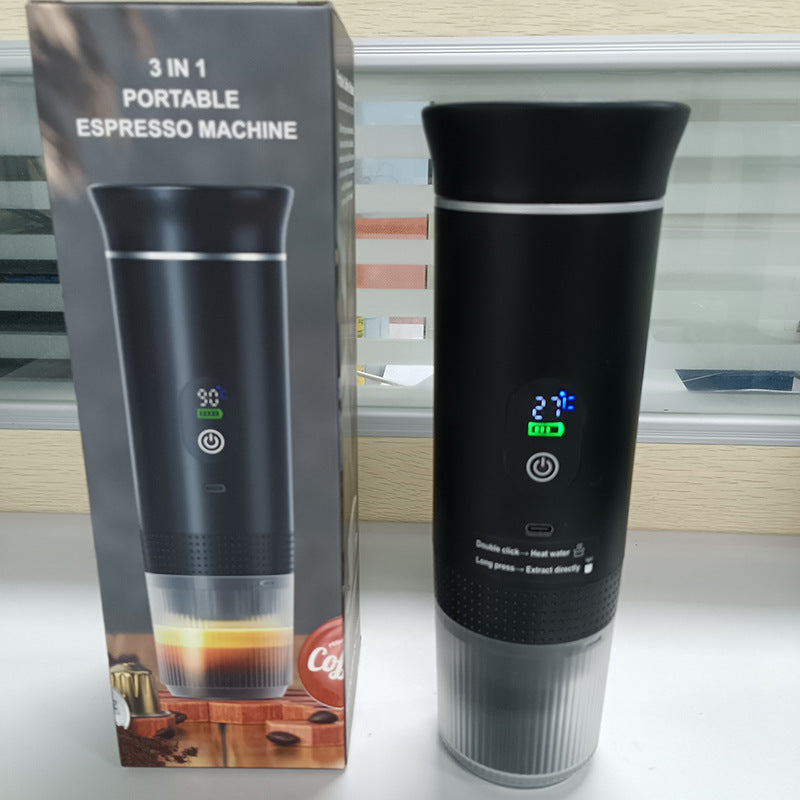 Cross-border heated small coffee machine, espresso portable coffee machine, coffee powder size capsule three-in-one