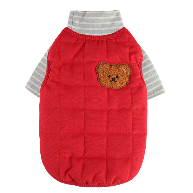 Cross-border popular pet autumn and winter clothes windproof and cold-proof puppy jacket integrated chest and back can pull dog cotton-padded clothes