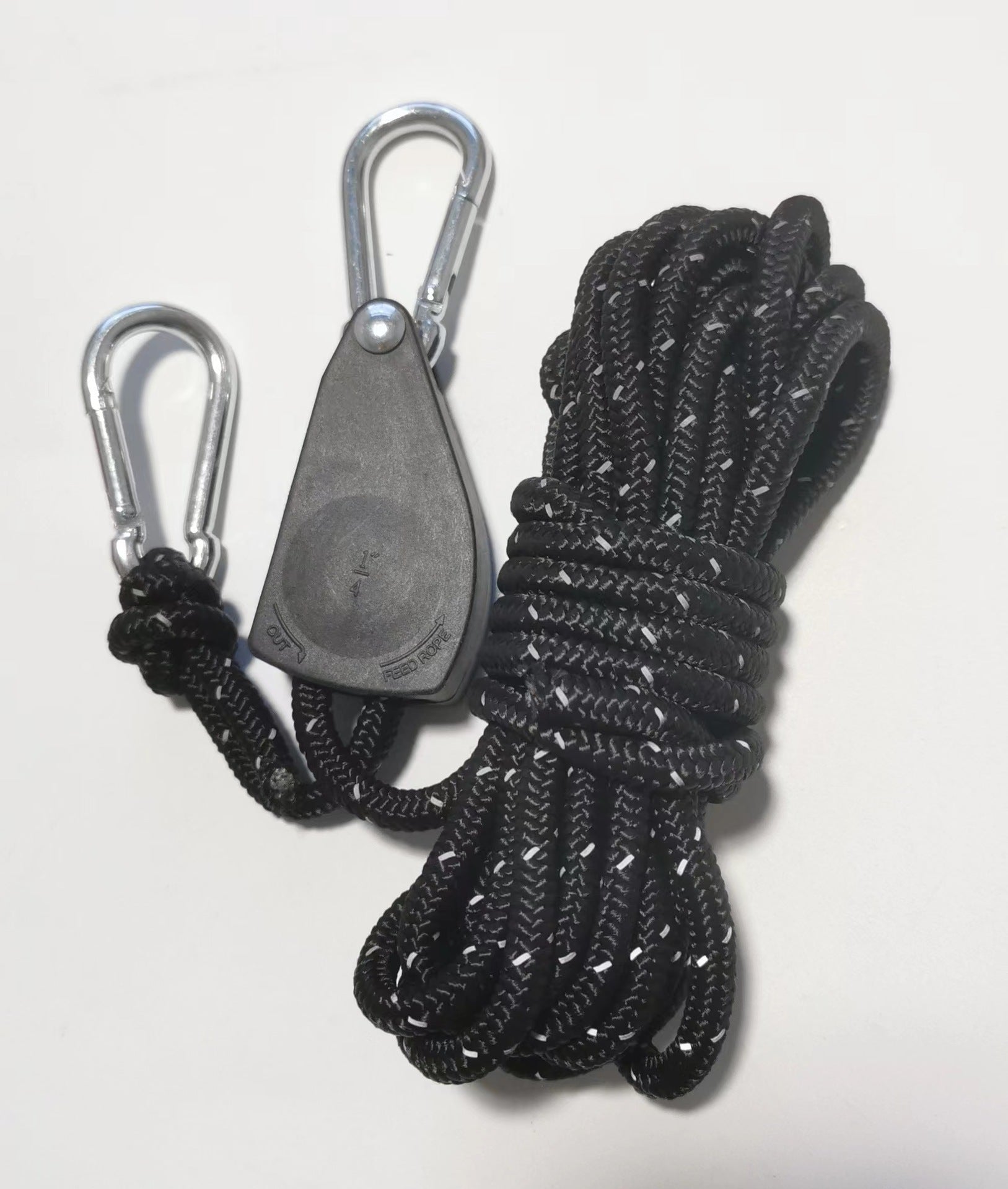 Outdoor camping canopy wind rope tent rope bold tensioner pulley buckle regulator reflective windproof rope lifting rope