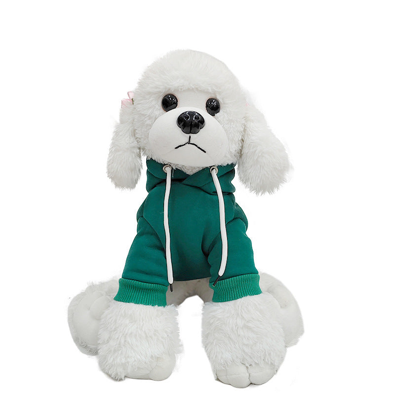 Cross-border wholesale autumn and winter pet clothes cotton velvet thermal hooded dog sweater New Year's traction puppy clothes