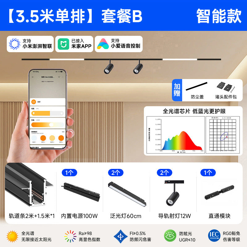 Smart Magnetic Track Light Embedded Embedded Package New Living Room No Main Light Lighting Applicable to Mobile App