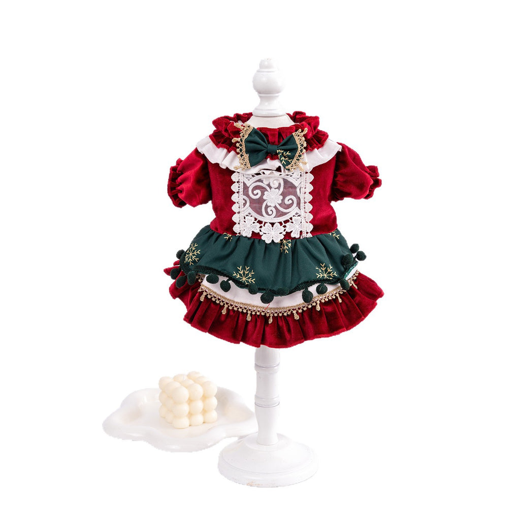 Ambeni Autumn and Winter New Pet Clothes Maltese Puppy Yorkshire Poodle Puppy Christmas Dress