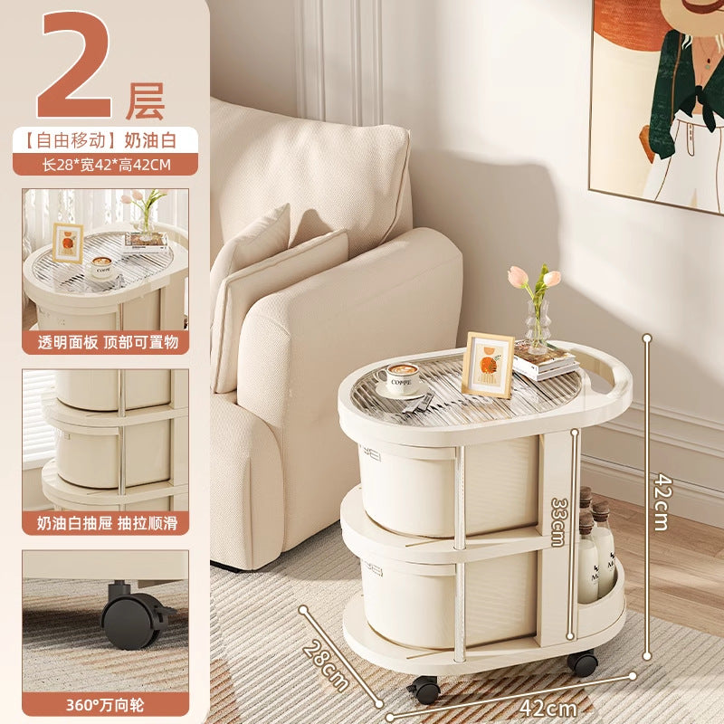 Household trolley rack Snack beverage storage rack Living room bedroom with wheels Convenient multi-layer finishing storage rack