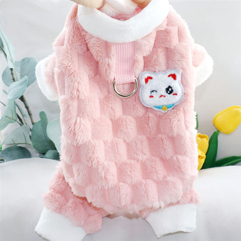 Traction puppy dog clothes winter Bigbear teddy Pomeranian Schnauzer small dog pet autumn and winter four-legged winter