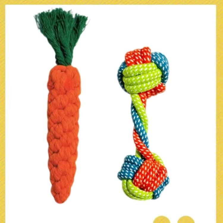 Dog Grinding Tooth Bite-resistant Cotton Rope Toy Small and Medium-sized Dog Dog Toy Knot Toy Frisbee Set Pet Supplies