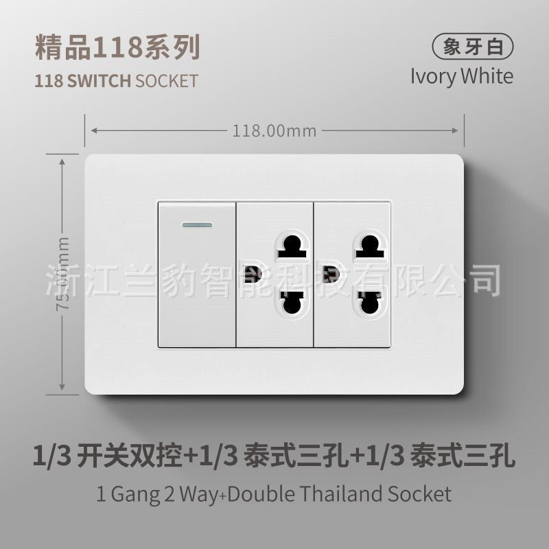 Thai American standard socket panel 118 type switch Italian American standard six-hole USB wall international multi-function three-hole Europe