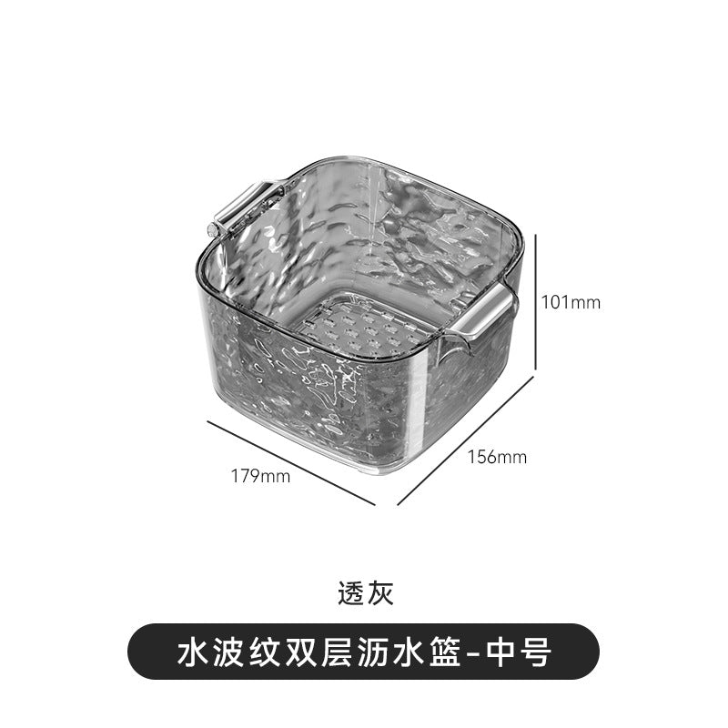 Kitchen Drain Basket Vegetable Basket Household Double Sink Vegetable Basin Drain Basket Rice Basket Plastic Vegetable Basket Storage Basket