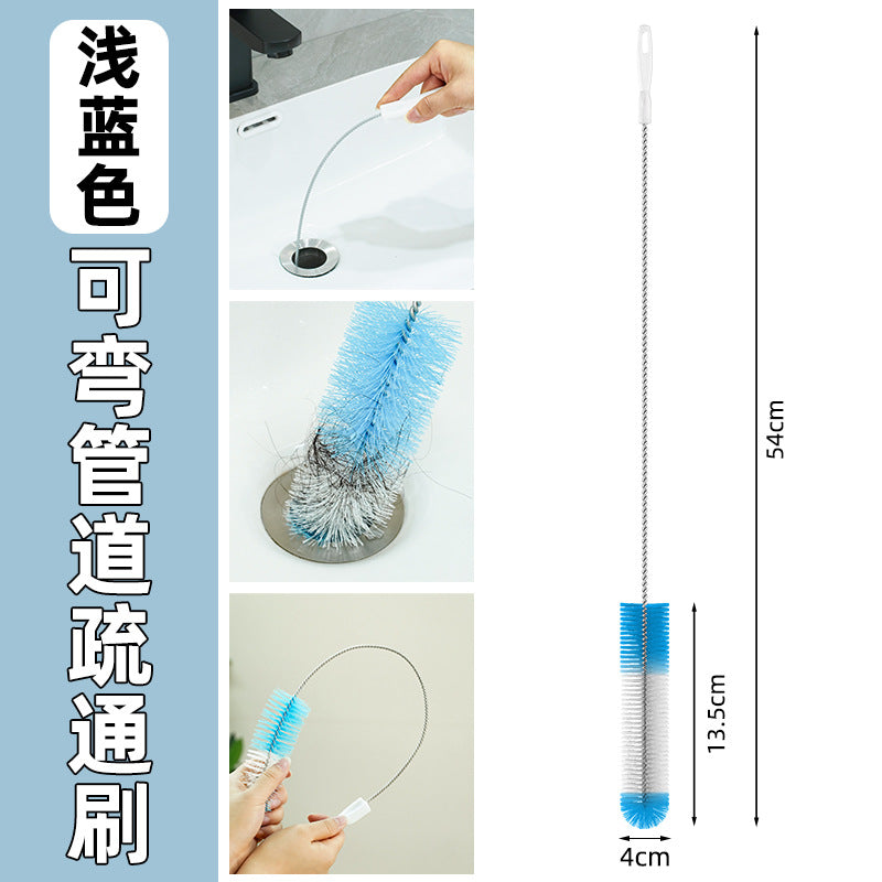 Cross-border bendable pipe cleaning brush dredger kitchen bathroom sewer inner wall dirt hair dredging tool