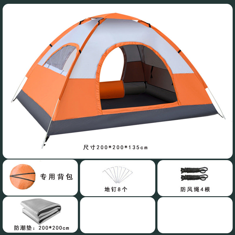 Tent outdoor 2 people camping Thickened equipment Portable automatic pop-up 3-4 people camping Outdoor rain protection Beach sun protection