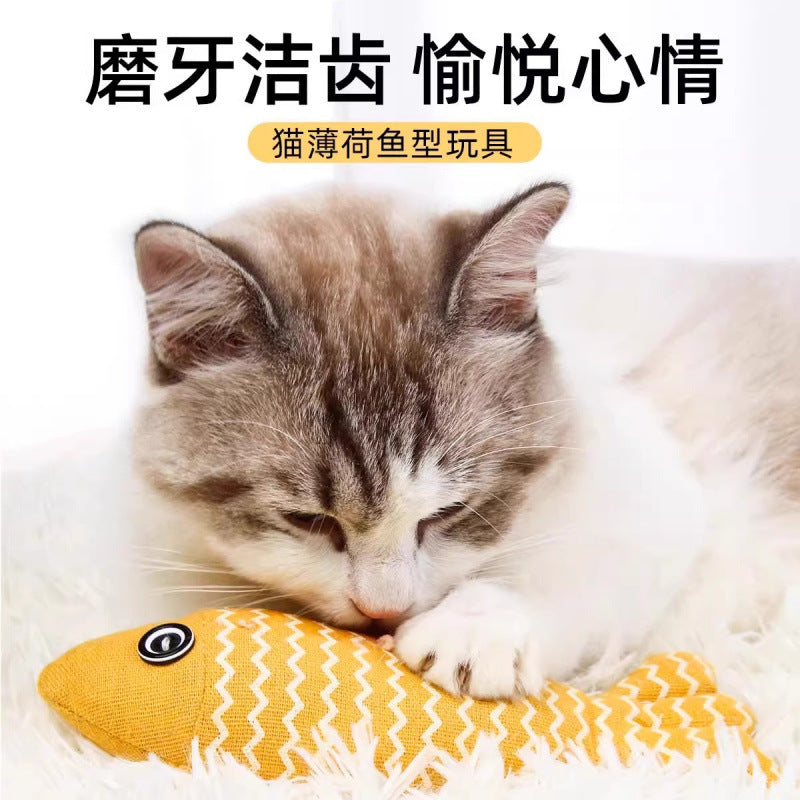 Cat toys self-hi to relieve boredom and tease cats interactive cat mint ball fish small mouse wood polygonum grinding stick kitten supplies