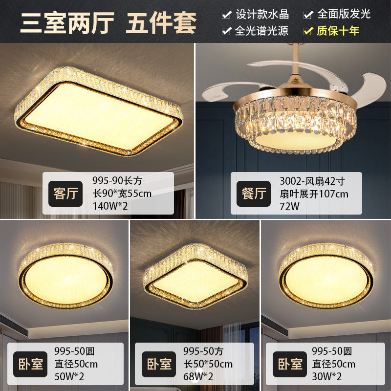 Crystal ceiling light full spectrum eye protection living room main light modern simple bedroom dining room whole house lighting package smart