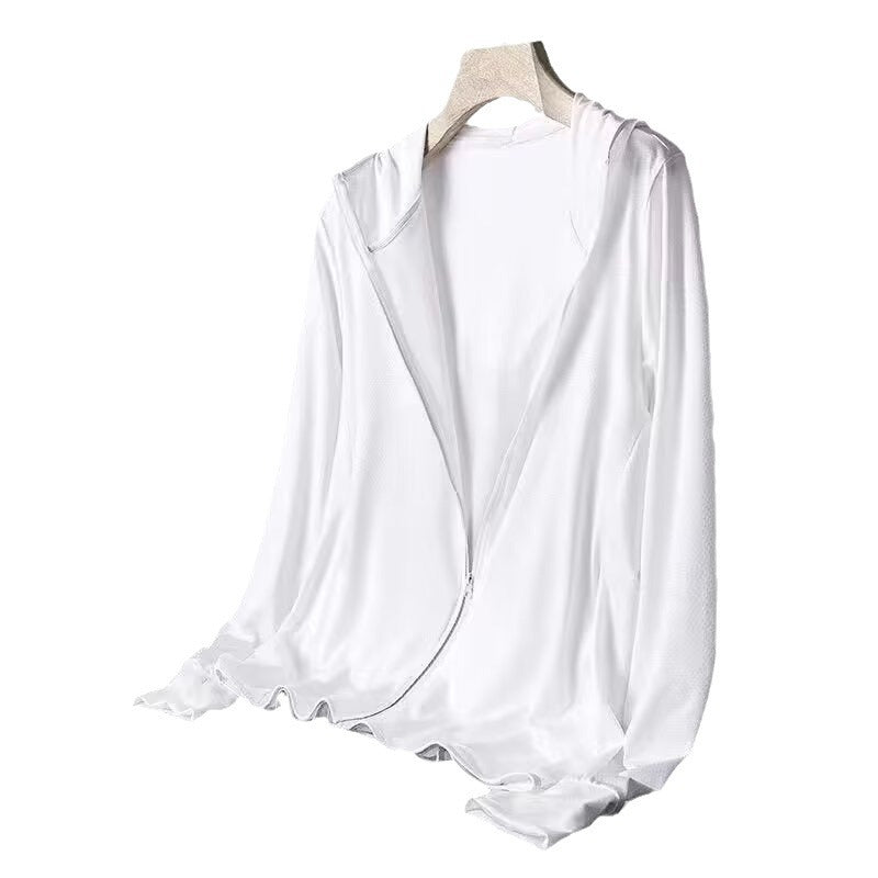 Ice silk sunscreen clothing men's summer UV protection ultra-thin breathable hooded sunscreen clothing outdoor sports fishing jacket men