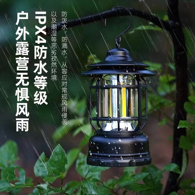 Retro outdoor camping battery life lantern rechargeable lighting super long camping rechargeable tent atmosphere horse lamp