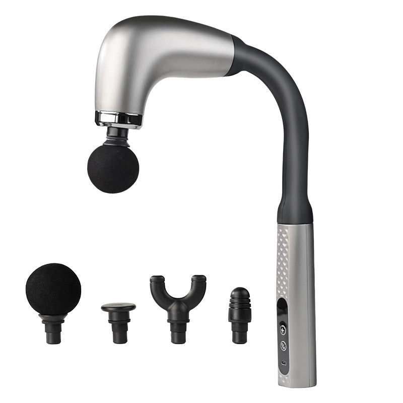 Cross-border U-shaped curved hook fascia gun, electric massage, silent muscle relaxation, fitness lengthened back beating LCD massage gun