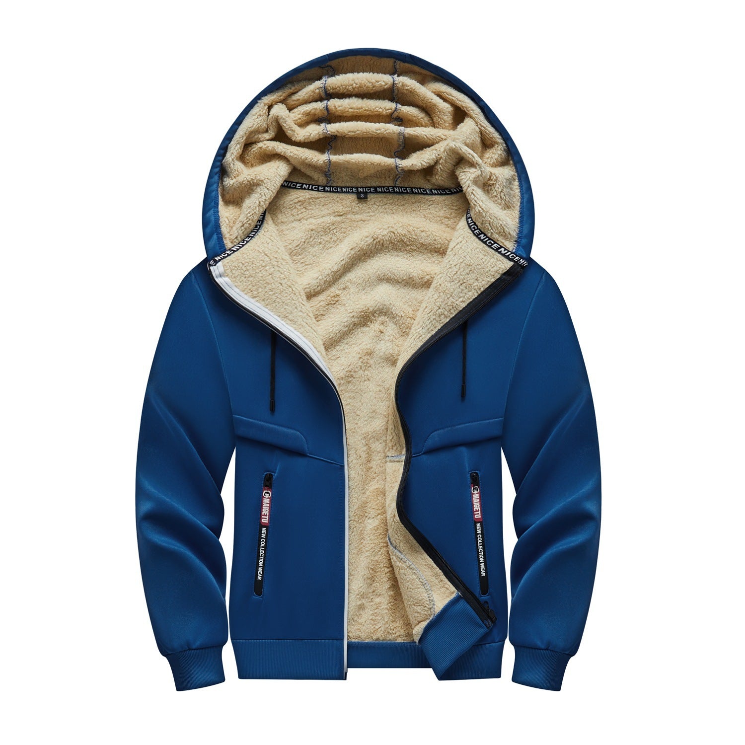 OOTD cross-border European size men's outdoor leisure sports hooded jacket zipper cardigan pocket fleece thermal sweater