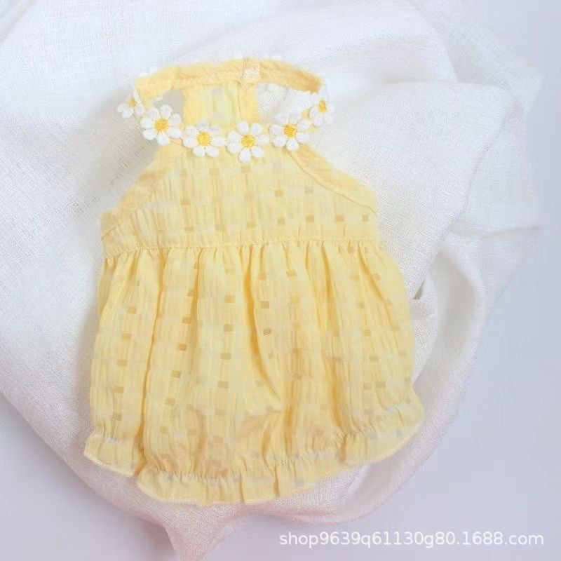 Cat summer clothes small skirt anti-hair loss cute ins gold gradient ragdoll cat British short summer suspender skirt