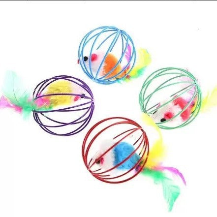 Pet toy cage mouse sounding cat toy teaser cat stick cat collar