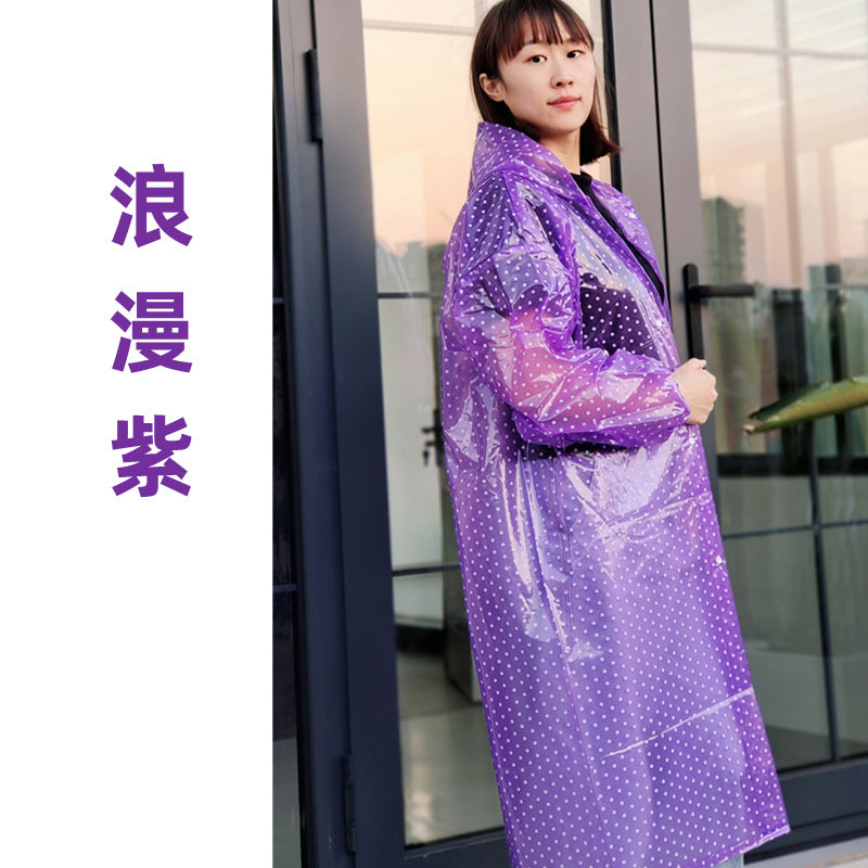 New crystal fashion polka dot raincoat men and women one-piece long thickened outdoor tea picking walking travel poncho wholesale