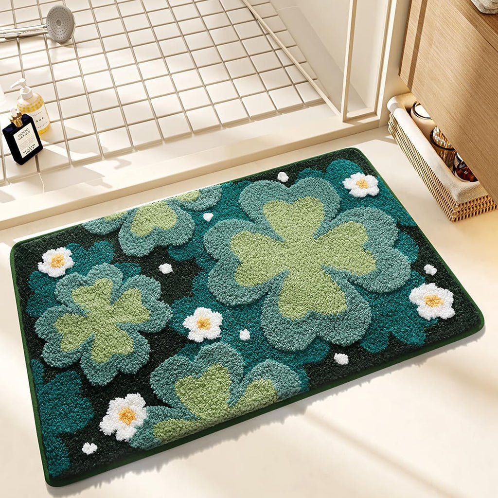 Small fresh new imitation cashmere flower porch toilet bathroom bathroom water absorption non-slip quick drying home foot cushion