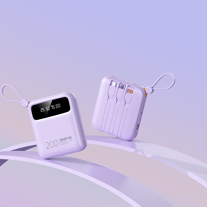 Mini large-capacity self-contained cable 20000mAh power bank, small and portable mobile power supply gift LOGO customization