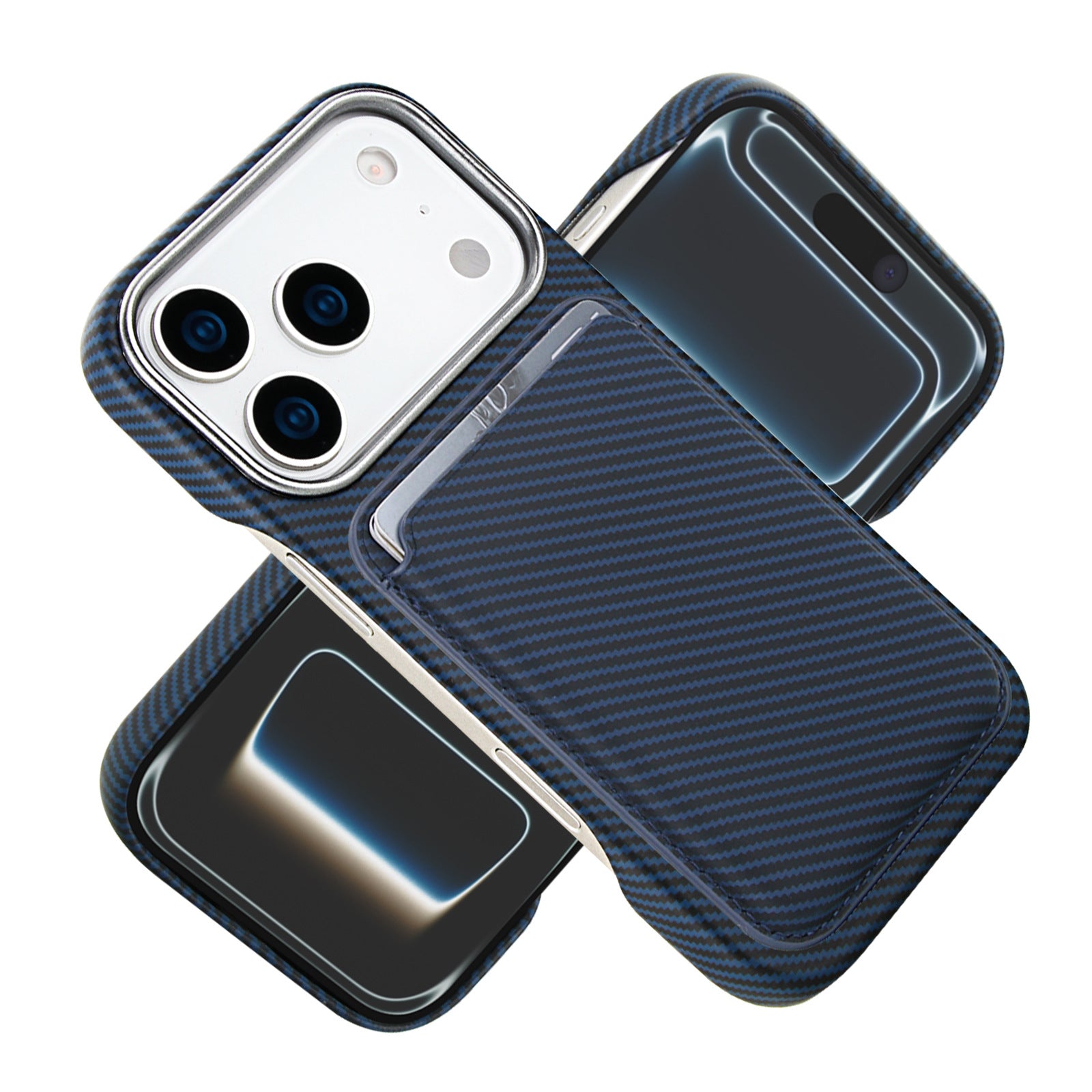 Applicable to iPhone17PRO max business mobile phone case Apple 17 card carbon fiber wireless charging mobile phone case