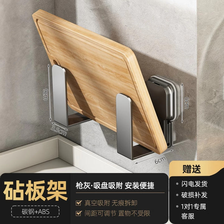 Suction cup, kitchen rack, wall-mounted multi-functional oil, salt, sauce and vinegar, seasoning supplies, knife holder, storage rack