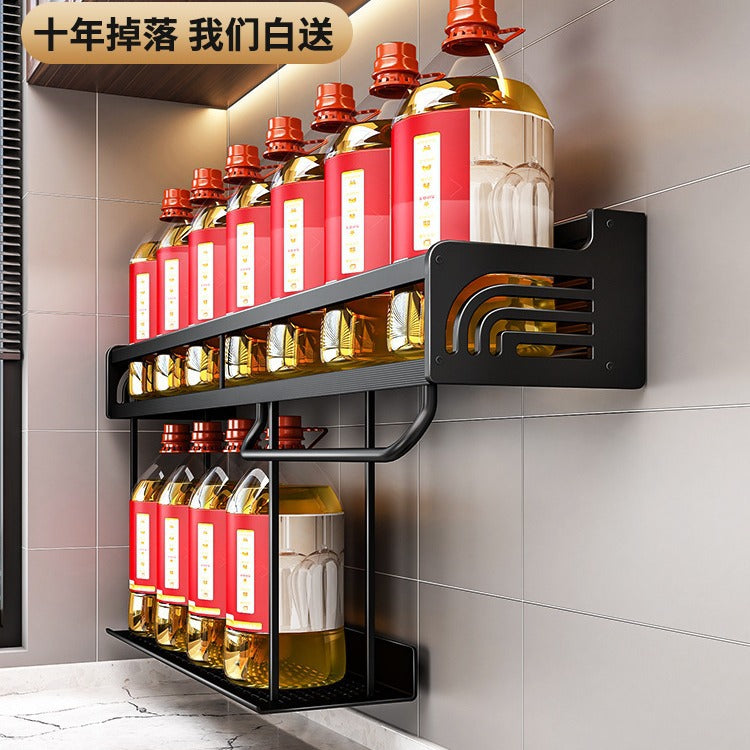 Double-layer kitchen storage rack No punching Multifunctional household wall-mounted chopsticks Knife holder Supplies Daquan hanger