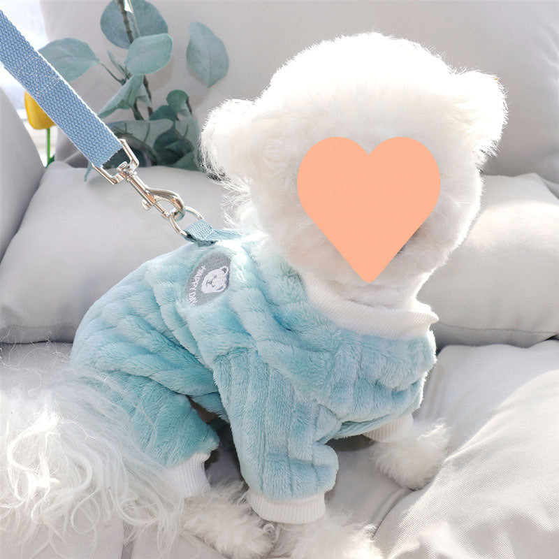 Traction puppy dog clothes winter Bigbear teddy Pomeranian Schnauzer small dog pet autumn and winter four-legged winter