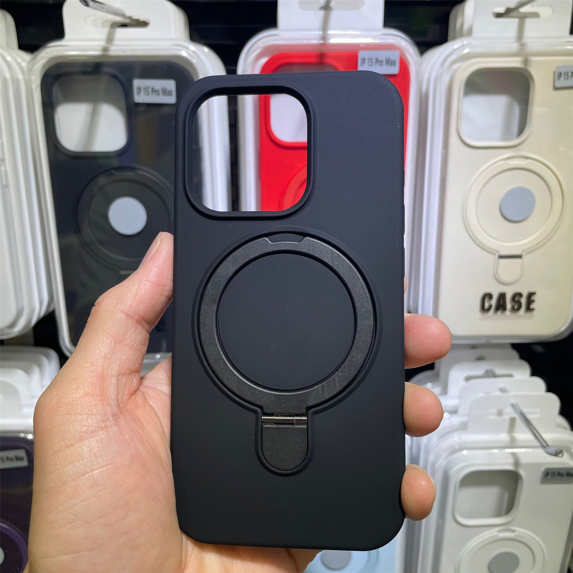 Applicable to Apple 15promax with magnetic bracket mobile phone case liquid silicone iPhone17 with fulcrum protective case