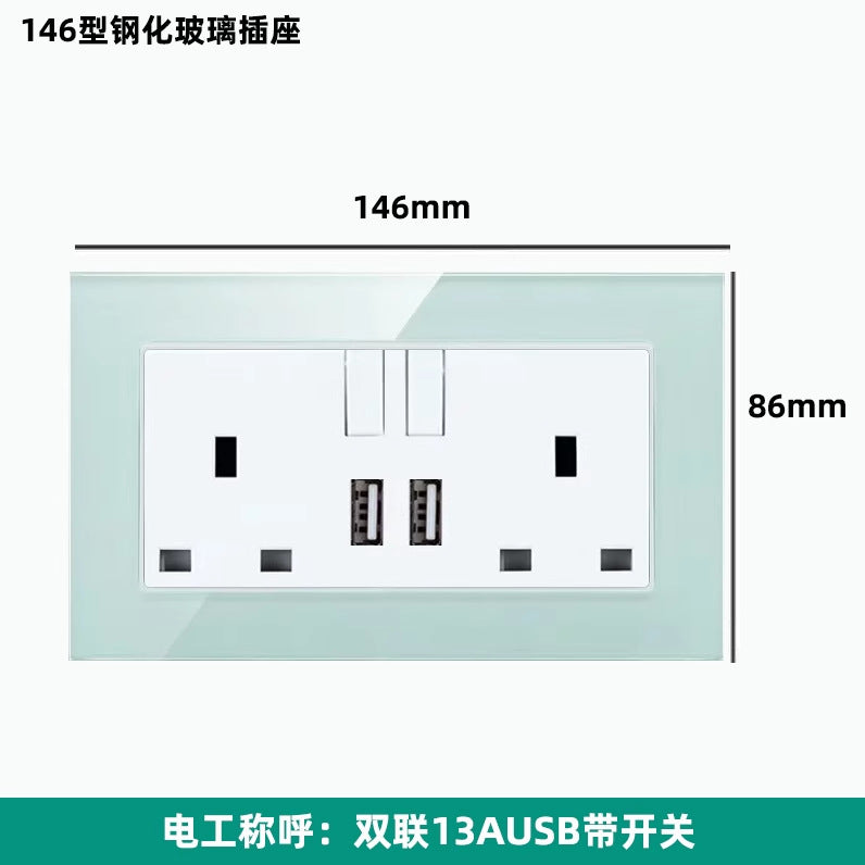 British 13A Hong Kong and Macao USB socket British standard porous TYPE-C charging panel switch electrical system