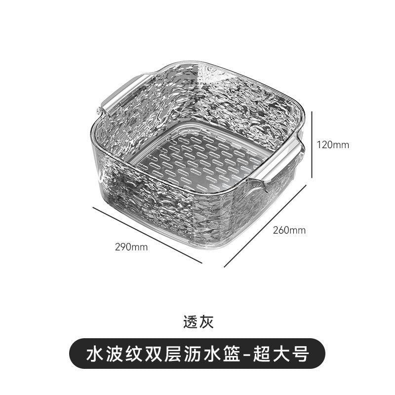 Kitchen Drain Basket Vegetable Basket Household Double Sink Vegetable Basin Drain Basket Rice Basket Plastic Vegetable Basket Storage Basket