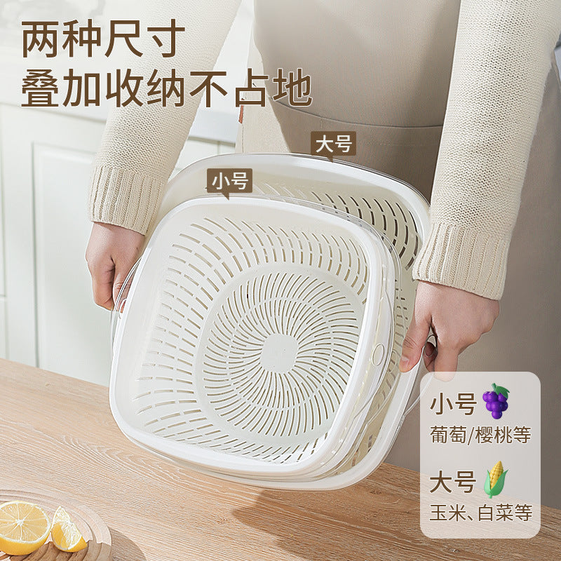 The vegetable washing basin is thickened and enlarged, the vegetable basket is large, the kitchen supplies are household artifacts, and the food-grade fruit plate is double-layer drain basket.