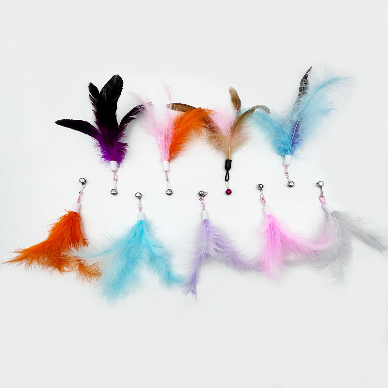 Cat toy cat teaser stick feather bell replacement head pet plush toy cat teaser artifact to relieve boredom pet toy