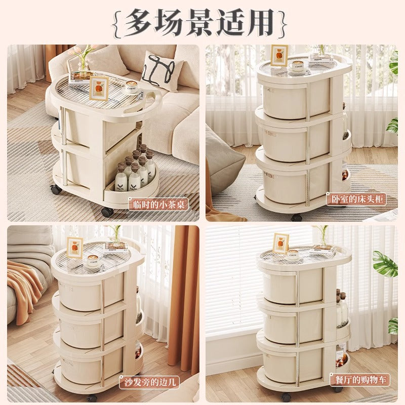 Household trolley rack Snack beverage storage rack Living room bedroom with wheels Convenient multi-layer finishing storage rack