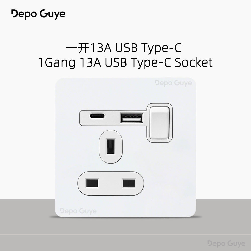 Foreign trade simple wind stainless steel switch panel 86 type concealed Hong Kong and Macao British standard European socket brass lever