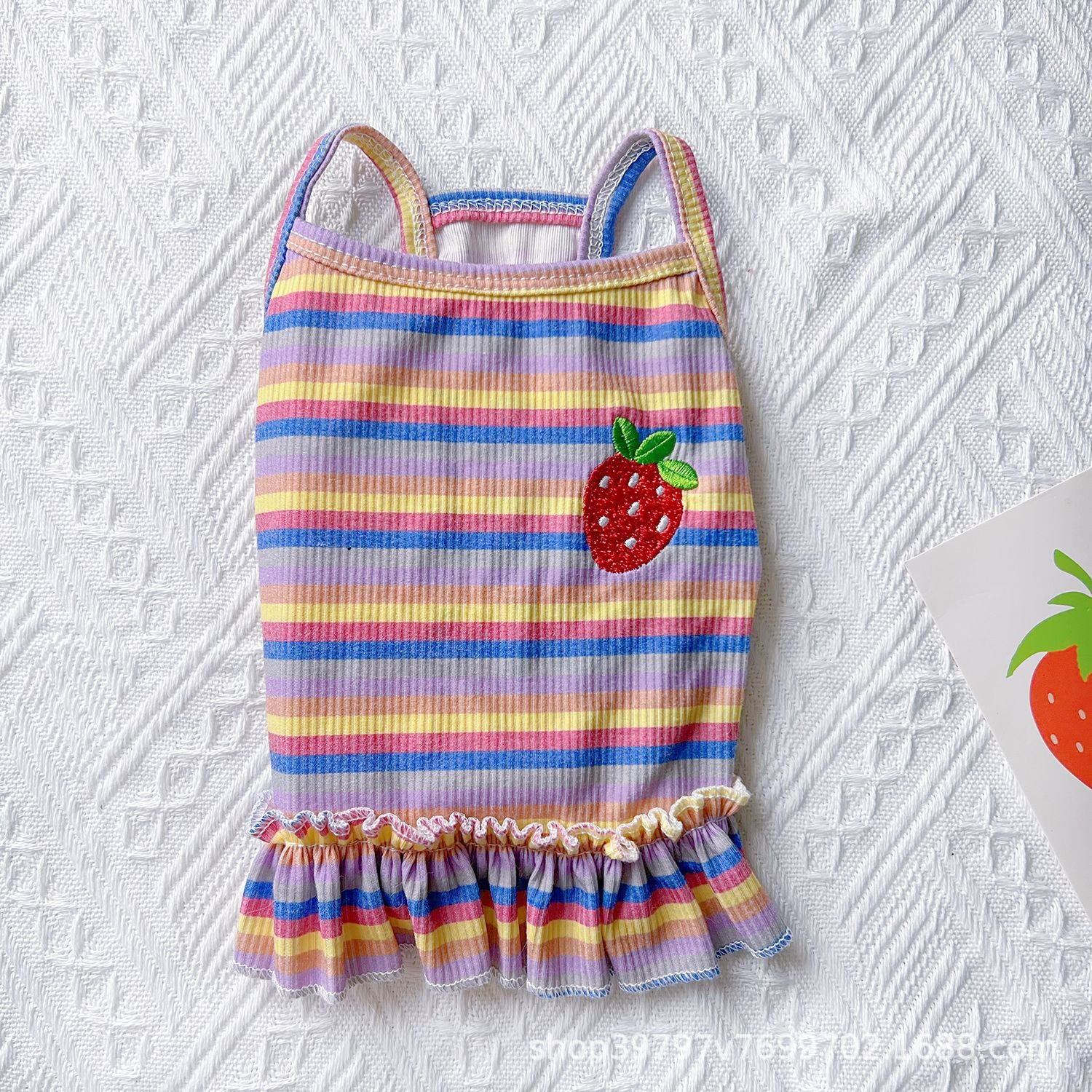 New rainbow striped pet dog dog cat summer ins thin clothes bubble sleeve vest princess style skirt