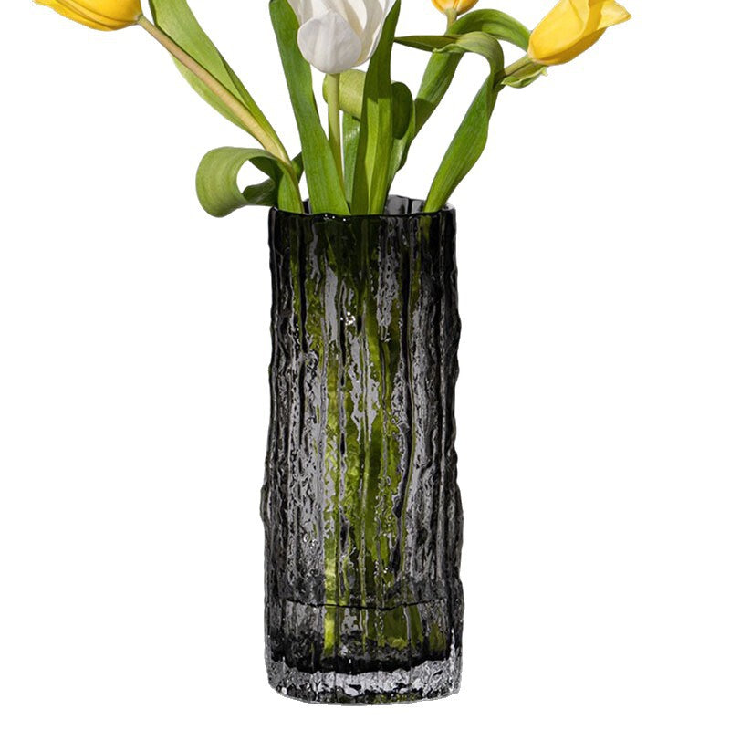 Vase flower arrangement advanced sense creative high value rock glacier straight home living room decorative ornament glass vase