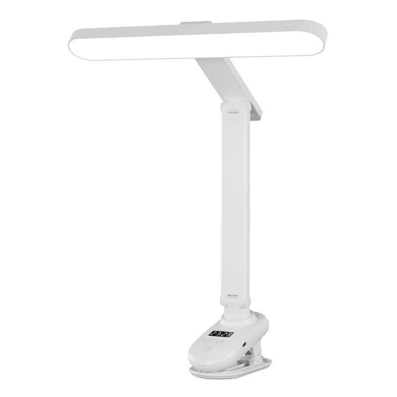 Clock small desk lamp eye protection special dormitory college student charging desk lamp clip type bedroom bedside reading lamp
