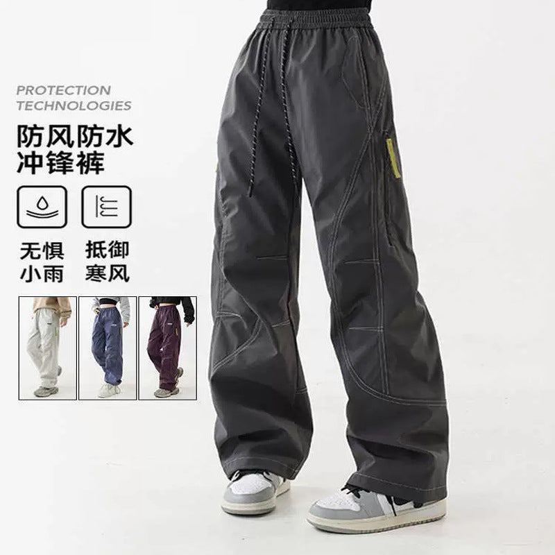 Three-proof outdoor shock pants quick-drying sports American overalls velvet thermal casual pants men's and women's camping hiking pants