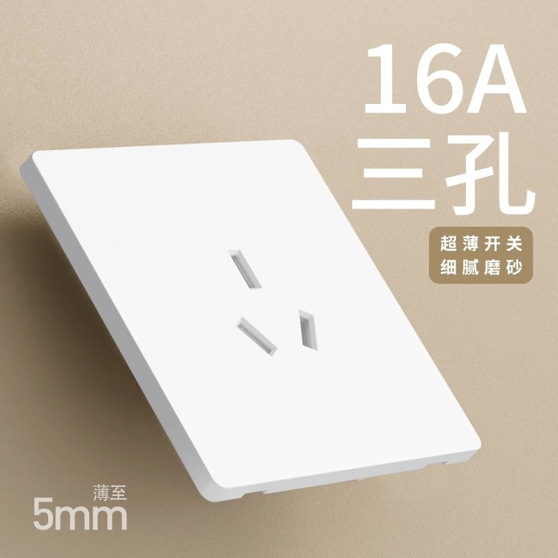 International electrician matte white switch socket panel household ultra-thin 86 type concealed 16a five-hole wall power supply