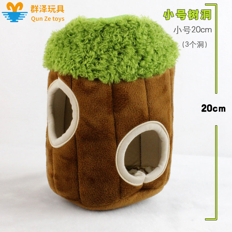 Amazon popular pet toys cat and dog squeaking doll sounding tree hole panda plush toy dog supplies
