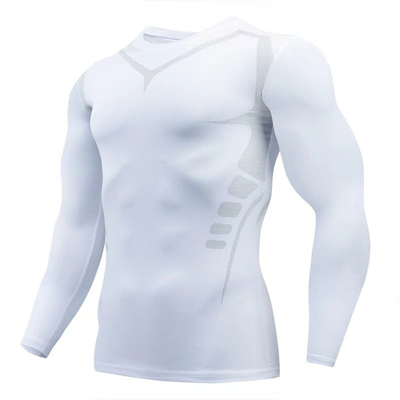 Cross-border men's quick-drying fitness clothes, long-sleeved outdoor running sports suits, tights, training bottoms, sportswear
