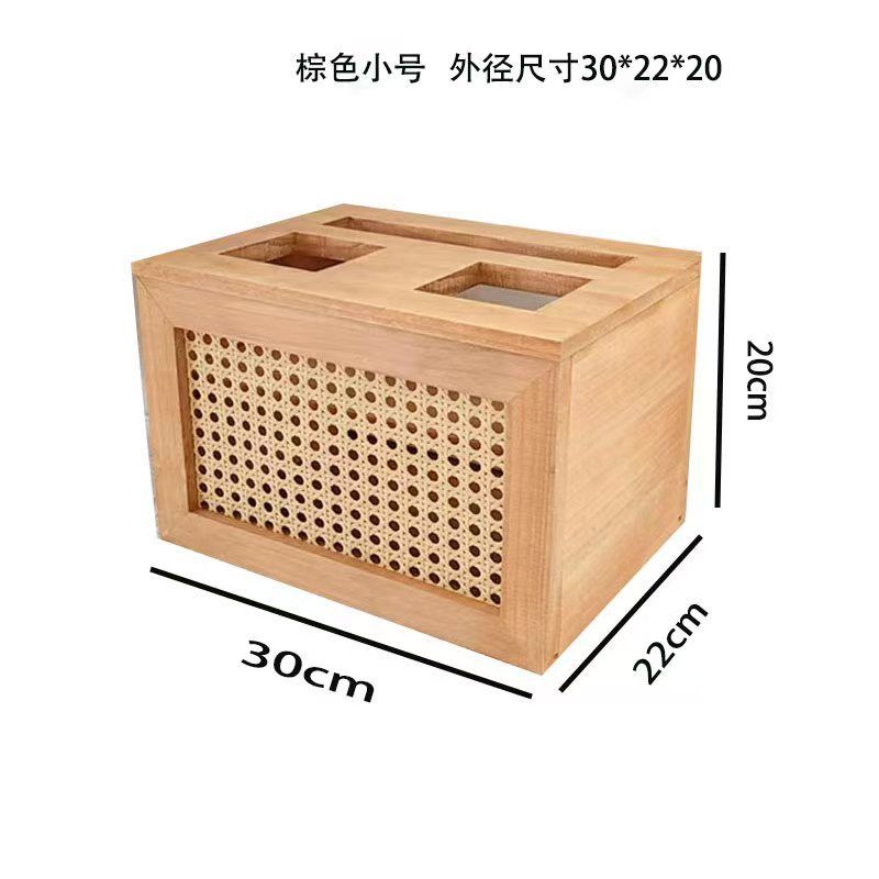 Solid wood rattan retro home practical router set-top box socket rack cover dust storage box