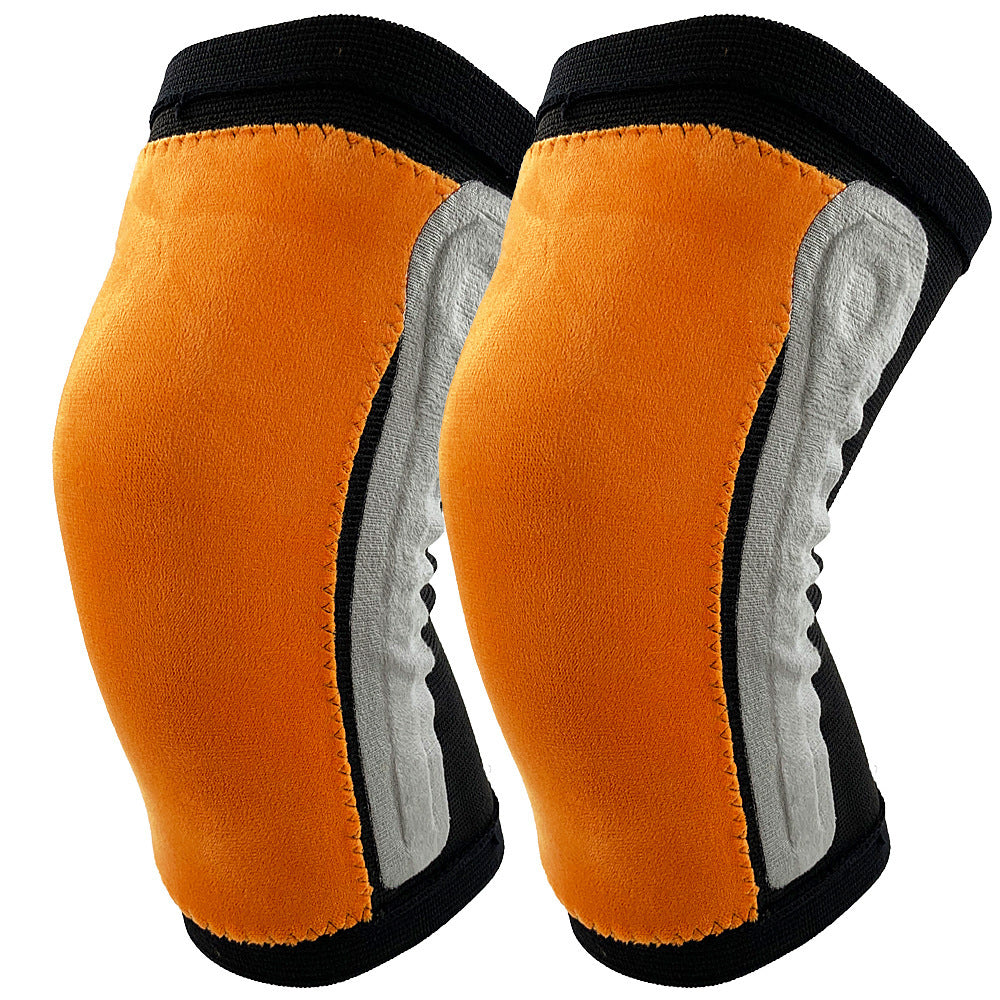 Knitted nylon warm knee pads autumn and winter sports cold protection leg pads gold fleece lined with fleece spring support anti-sprains