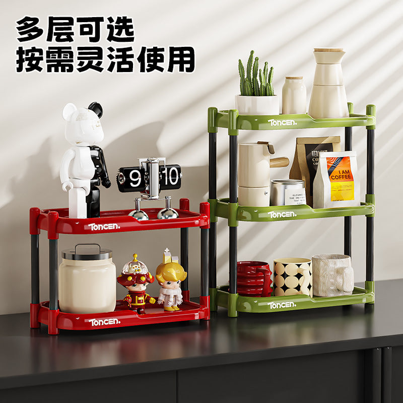 Strictly selected office desktop shelves, household large-capacity multi-functional storage racks, retro wind shelves, water cup racks