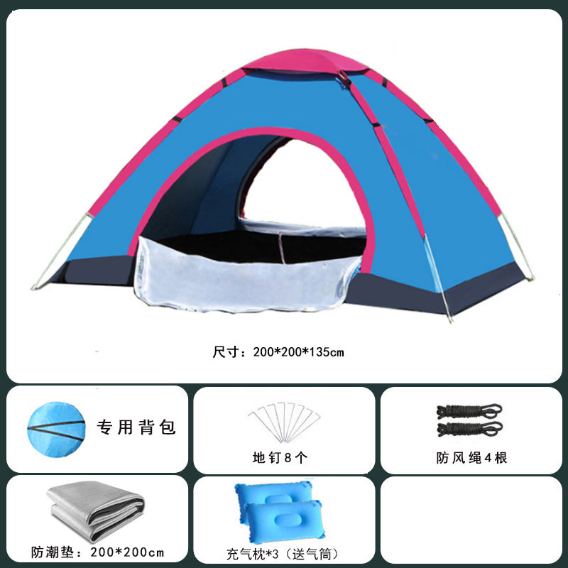 Tent outdoor 2 people camping Thickened equipment Portable automatic pop-up 3-4 people camping Outdoor rain protection Beach sun protection