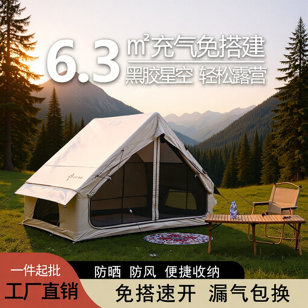 Inflatable tent outdoor camping 3-4 people outdoor camping equipment overnight rain and sun protection convenient hotel tent