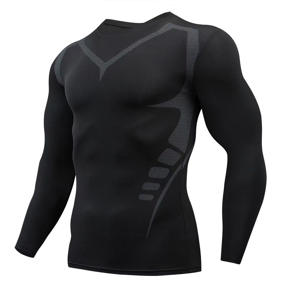 Cross-border men's quick-drying fitness clothes, long-sleeved outdoor running sports suits, tights, training bottoms, sportswear
