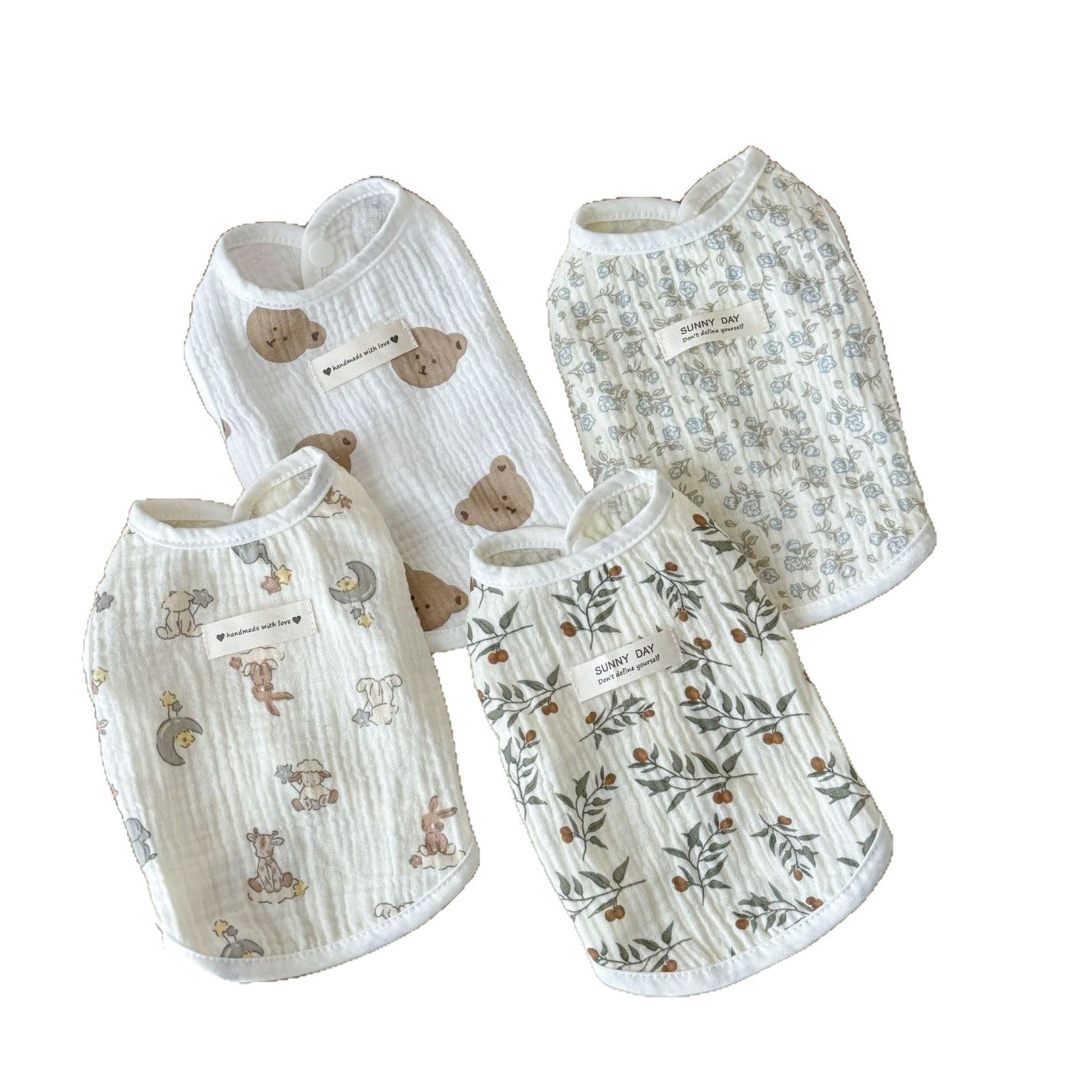 Summer Cotton cat clothes sleeveless cardigan gauze cute vest dog sunscreen vest thin anti-hair loss