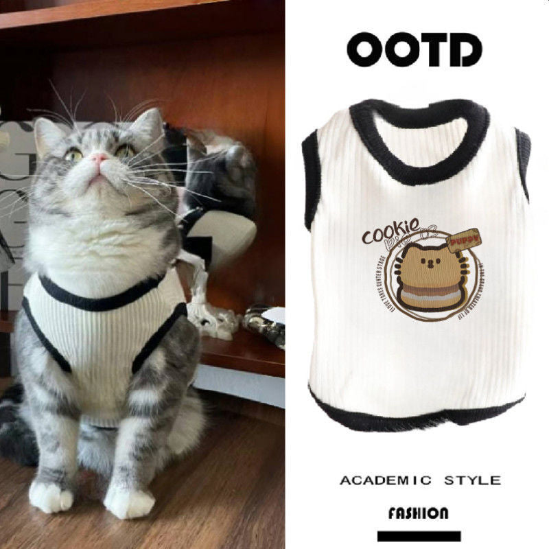 Cat summer thin ice silk vest anti-hair loss kitten clothes breathable and cool cute kitten pet cat clothing
